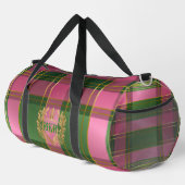 Klassisches Preppy-Karo Rosa Grün Monogrammiert Duffle Bag (Rechte Ecke)