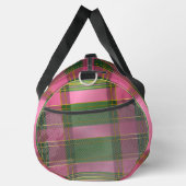 Klassisches Preppy-Karo Rosa Grün Monogrammiert Duffle Bag (Rechts)