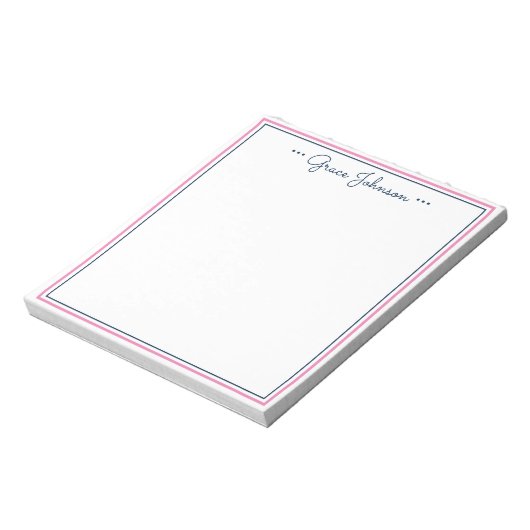 Klassisches Preppy-Personalisiert-Notepad | Marine Notizblock (Rotiert)