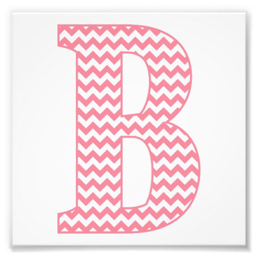 Klassisches Preppy Pink Zickzack Letter B Monogram Fotodruck (Vorne)