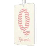 Klassisches Preppy Pink Zickzack Letter Q Monogram Autolufterfrischer (Links)