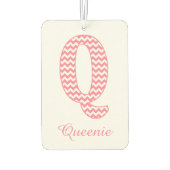 Klassisches Preppy Pink Zickzack Letter Q Monogram Autolufterfrischer (Rückseite)