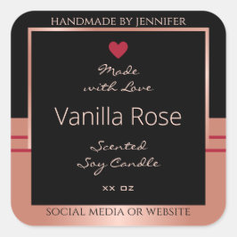 Klassisches Produktverpackungslabel Schwarz und Ro Quadratischer Aufkleber