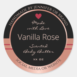 Klassisches Produktverpackungslabel Schwarz und Ro Runder Aufkleber