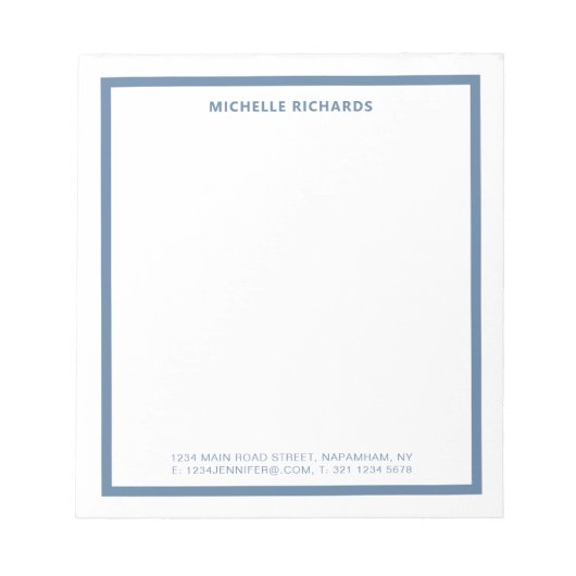 Klassisches professionelles staubblaues Randpapier Notizblock (Vorderseite)