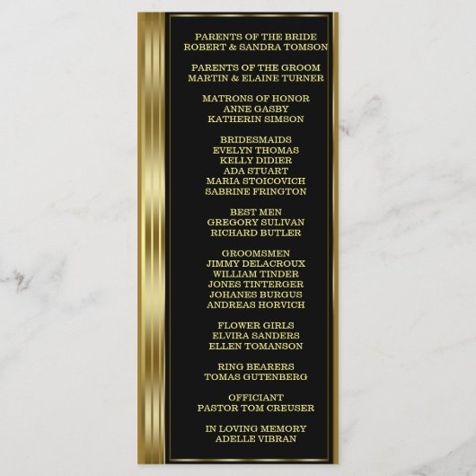 Klassisches Programm für Gold und Black Wedding (Rückseite)