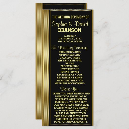 Klassisches Programm für Gold und Black Wedding (Vorne/Hinten)