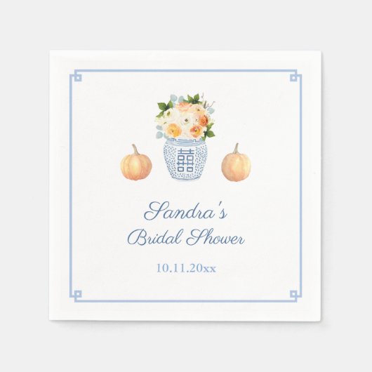 Klassisches Pumpkin Herbst Blume Brautparty Party Serviette (Vorderseite)