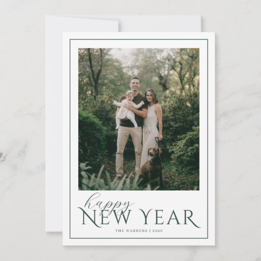 Klassisches Rahmen-Neujahrsfoto Feiertagskarte (Vorderseite)