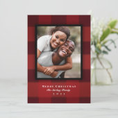 Klassisches Red Buffalo Kariertes Foto Feiertagskarte (Stehend Vorderseite)