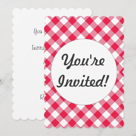 Klassisches Red Gingham Country Pattern Einladung (Vorne/Hinten)