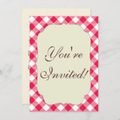 Klassisches Red Gingham Country Pattern Einladung (Vorne/Hinten)