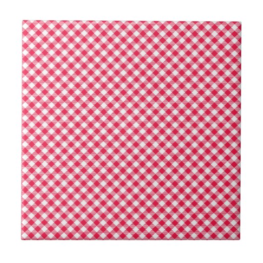 Klassisches Red Gingham Country Pattern Fliese (Vorderseite)