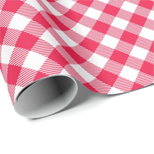 Klassisches Red Gingham Country Pattern Geschenkpapier (Rolleneckpunkt)