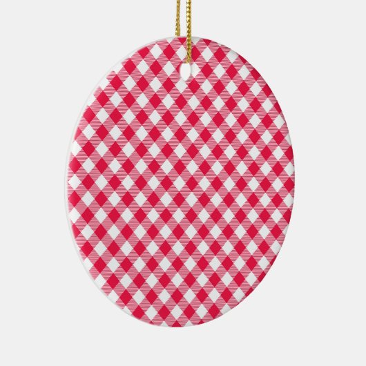 Klassisches Red Gingham Country Pattern Keramik Ornament (Rechts)
