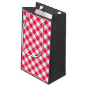 Klassisches Red Gingham Country Pattern Kleine Geschenktüte (Rückseite Schrägansicht)