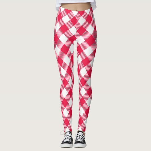 Klassisches Red Gingham Country Pattern Leggings (Vorderseite)
