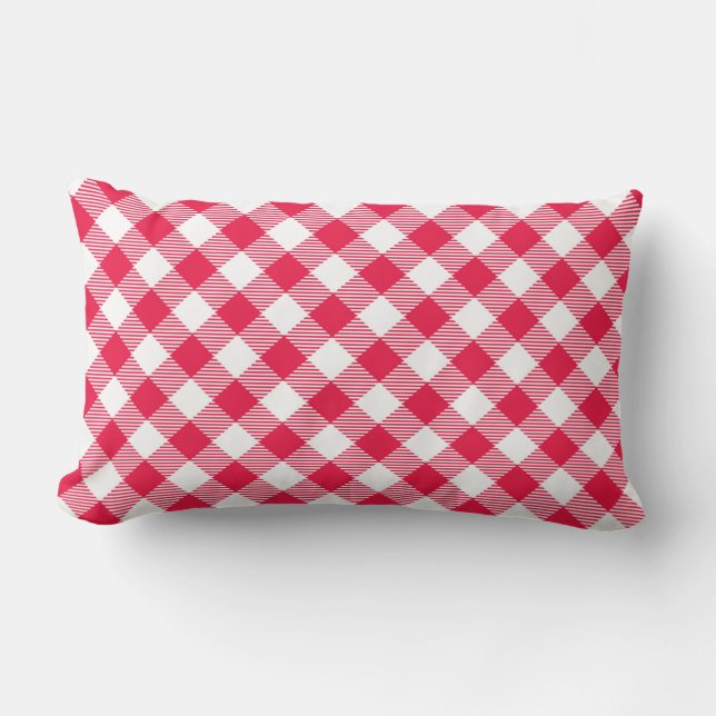 Klassisches Red Gingham Country Pattern Lendenkissen (Vorderseite)