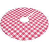 Klassisches Red Gingham Country Pattern Polyester Weihnachtsbaumdecke (Schrägansicht)