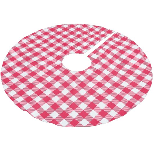 Klassisches Red Gingham Country Pattern Polyester Weihnachtsbaumdecke (Schrägansicht)