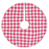 Klassisches Red Gingham Country Pattern Polyester Weihnachtsbaumdecke (Vorderseite)