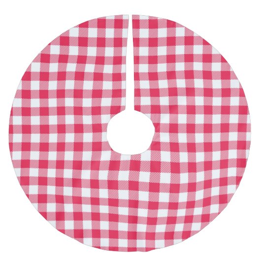 Klassisches Red Gingham Country Pattern Polyester Weihnachtsbaumdecke (Vorderseite)