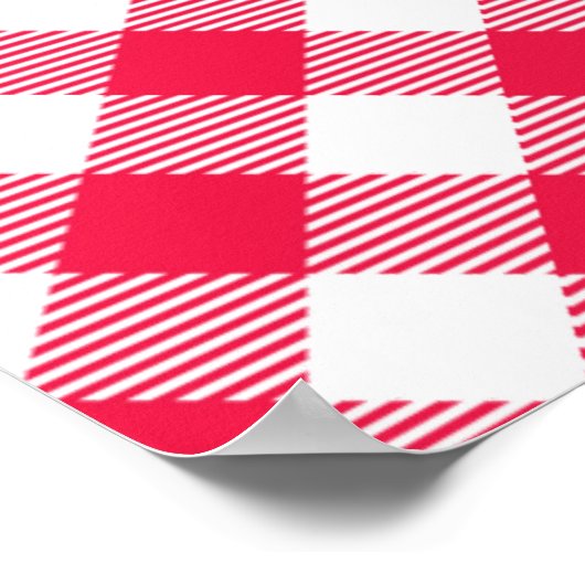 Klassisches Red Gingham Country Pattern Poster (Ecke)
