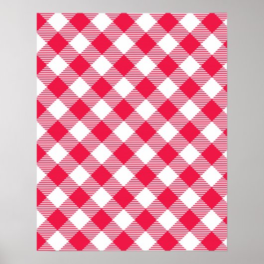 Klassisches Red Gingham Country Pattern Poster (Vorne)