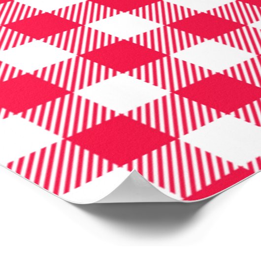 Klassisches Red Gingham Country Pattern Poster (Ecke)