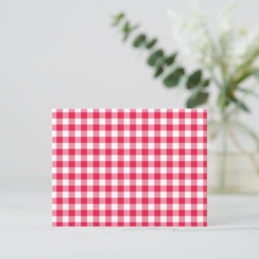Klassisches Red Gingham Country Pattern Postkarte (Stehend Vorderseite)