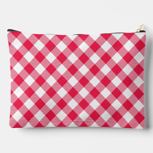 Klassisches Red Gingham Country Pattern Zubehörtasche (Rückseite)