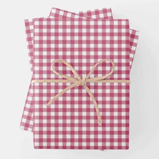 Klassisches Red Gingham Kariert Pattern  Geschenkpapier Set (Beispiel)