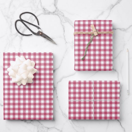 Klassisches Red Gingham Kariert Pattern Geschenkpapier Set (Vorderseite)