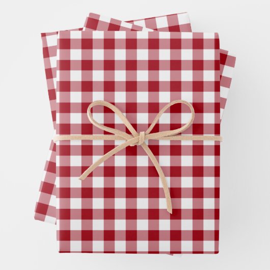 Klassisches Red Gingham Kariert Pattern Geschenkpapier Set (Beispiel)