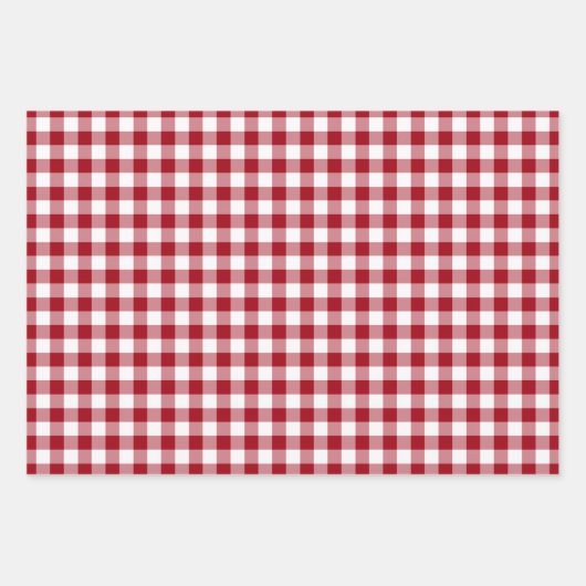 Klassisches Red Gingham Kariert Pattern Geschenkpapier Set (Vorderseite)
