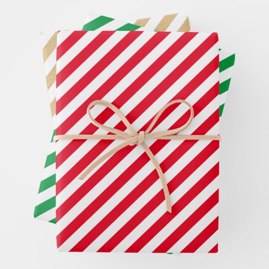 Klassisches Red Green Gold Weihnachtsgestaltermust Geschenkpapier Set (Beispiel)