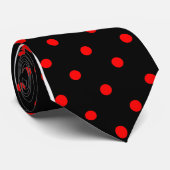 Klassisches Red Polka Dot Pattern auf schwarzer Kr Krawatte (Gerollt)