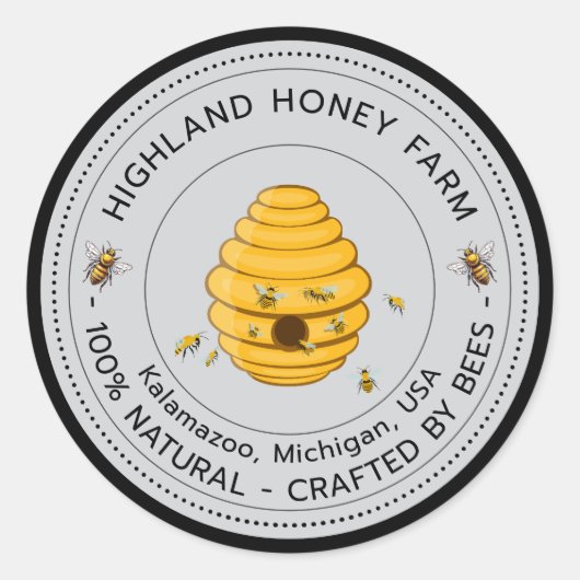 Klassisches, reines Honey Round Stickers Editable (Vorderseite)