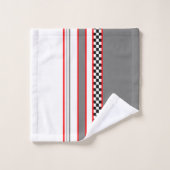 Klassisches Rennen mit Schwarz-weißem Rot und Grau Badhandtuch Set (Waschlappen)