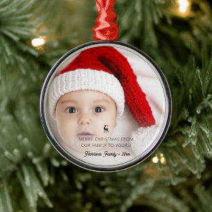 Klassisches Rentier-Foto Weihnachten Ornament Aus Metall