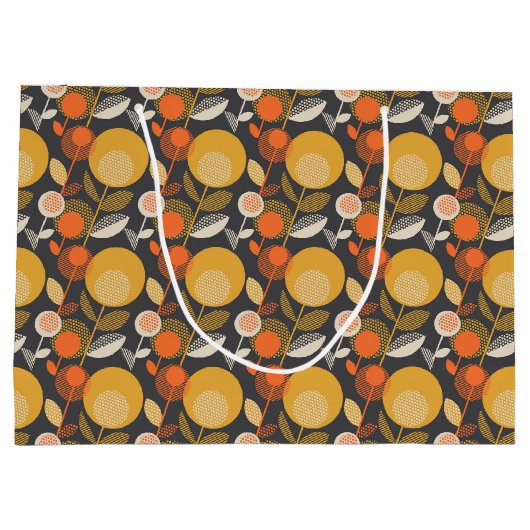 Klassisches Retro Blumenmuster Große Geschenktüte (Rückseite)