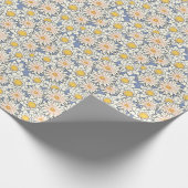 Klassisches Retro-Blumenmuster l Gelb und Blau Geschenkpapier (Ecke)