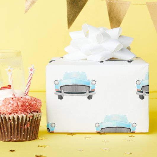 Klassisches Retro Cars Vintages Aquarellmuster Geschenkpapier (Geburtstagsparty)