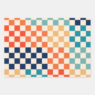 Klassisches Retro-Checkered Checkerboard-Muster A Geschenkpapier Set