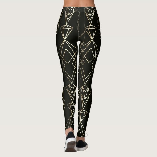 Klassisches Retro-Design in Schwarz und Gold Leggings (Rückseite)