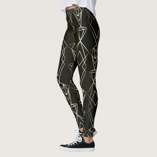 Klassisches Retro-Design in Schwarz und Gold Leggings (Links)