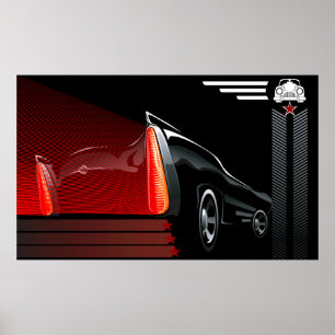 Klassisches Retro Design Poster - Schwarz & Rot