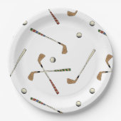 Klassisches Retro Golf Golfer Clubs Balls Muster Pappteller (Vorderseite)
