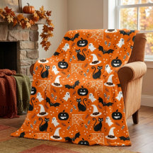 Klassisches Retro-Halloween in Orange und Schwarz