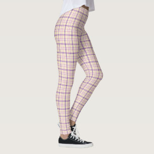 Klassisches Retro-Karo-Muster in Creme und Lila Leggings